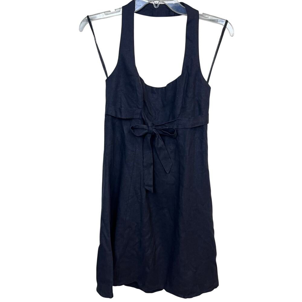 Rampage USA Black Halter Babydoll Mini Dress Est Small Y2K Bow Tie Strap